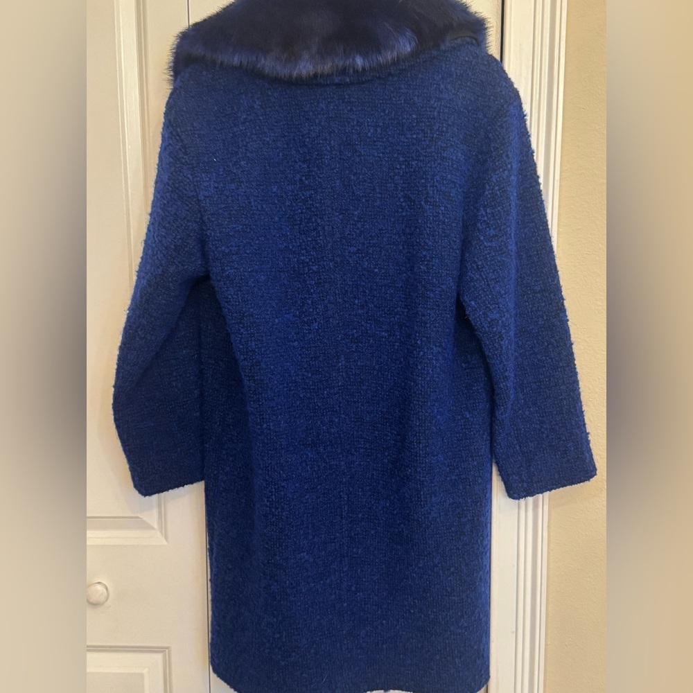 Michael Kors FauxFur BLUE Wool Boucle Coat NWT XS fits up to S. HUGE PRICE DROP
